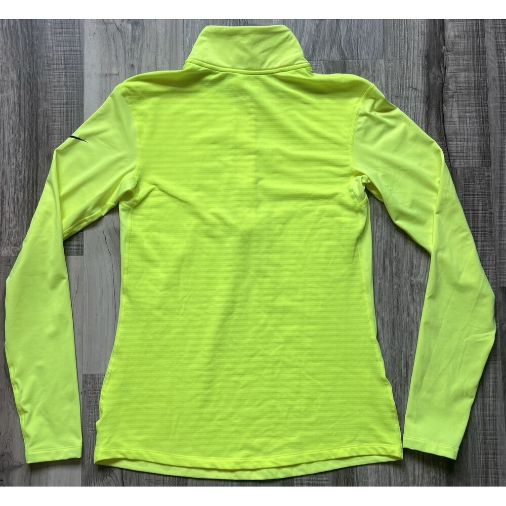 Nike Womens XL Pro Warm Dri-FIT 1/2 Zip Neon Yellow Training Pullover Base Layer - Picture 4 of 9